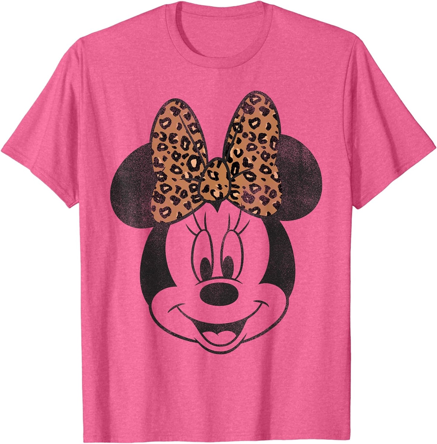 Disney Minnie Mouse Distressed Vintage Leopard Bow Portrait T-Shirt