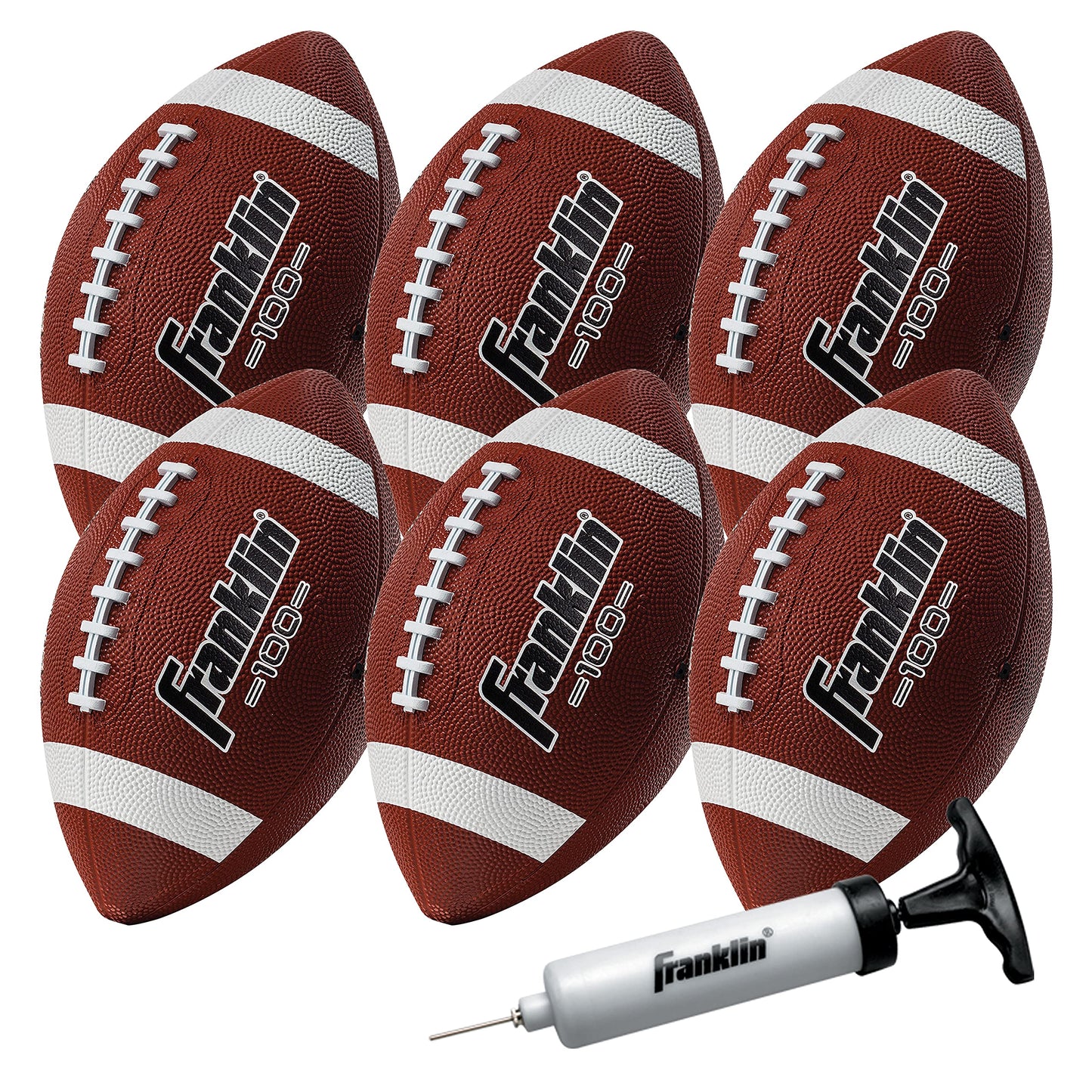 Franklin Sports Kids Junior Football - Grip-Rite 100 Youth Junior Size Rubber Footballs - Peewee Kids Durable Outdoor Rubber Footballs - Single Footballs + 6 Football Bulk Packs Available