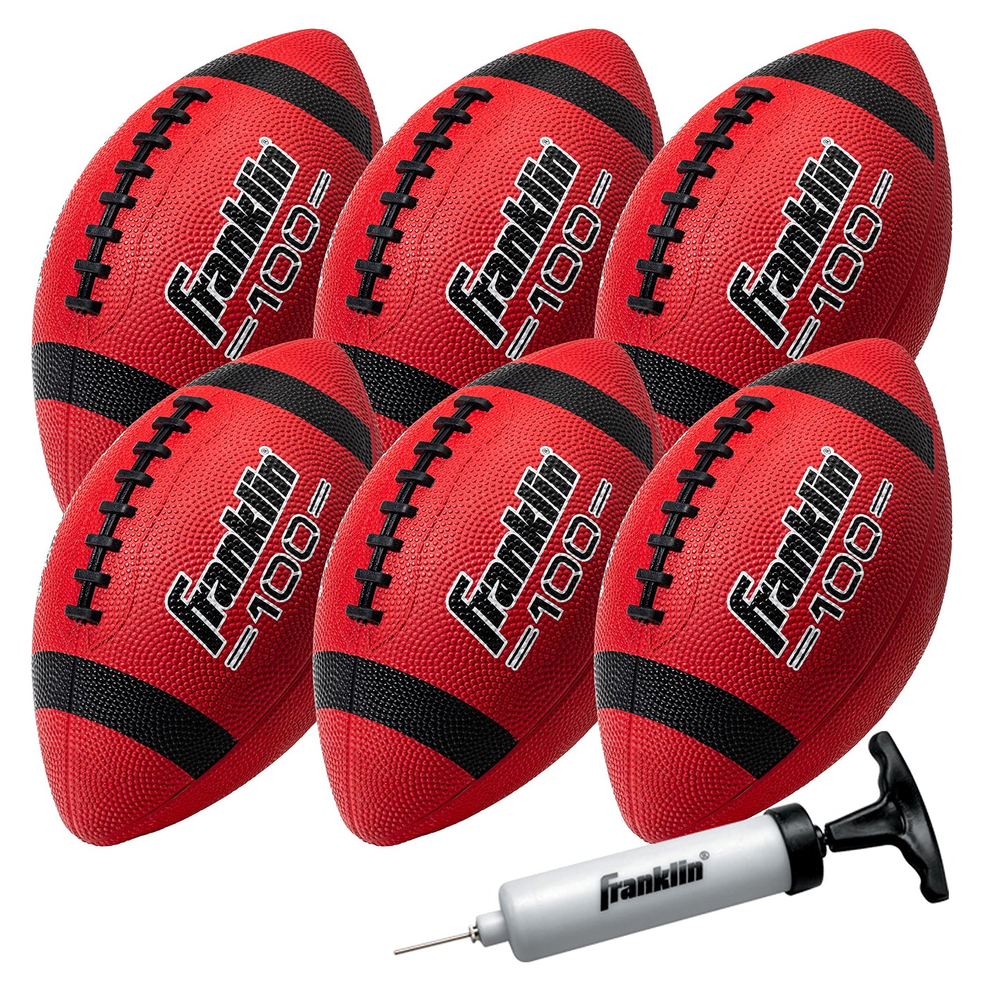 Franklin Sports Kids Junior Football - Grip-Rite 100 Youth Junior Size Rubber Footballs - Peewee Kids Durable Outdoor Rubber Footballs - Single Footballs + 6 Football Bulk Packs Available