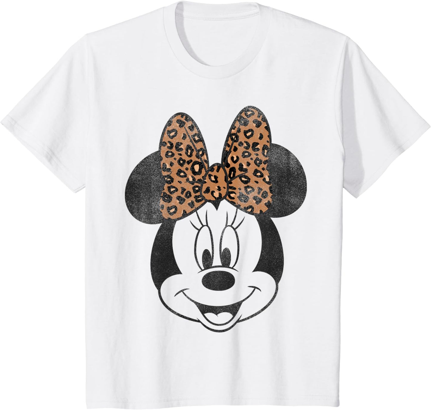 Disney Minnie Mouse Distressed Vintage Leopard Bow Portrait T-Shirt