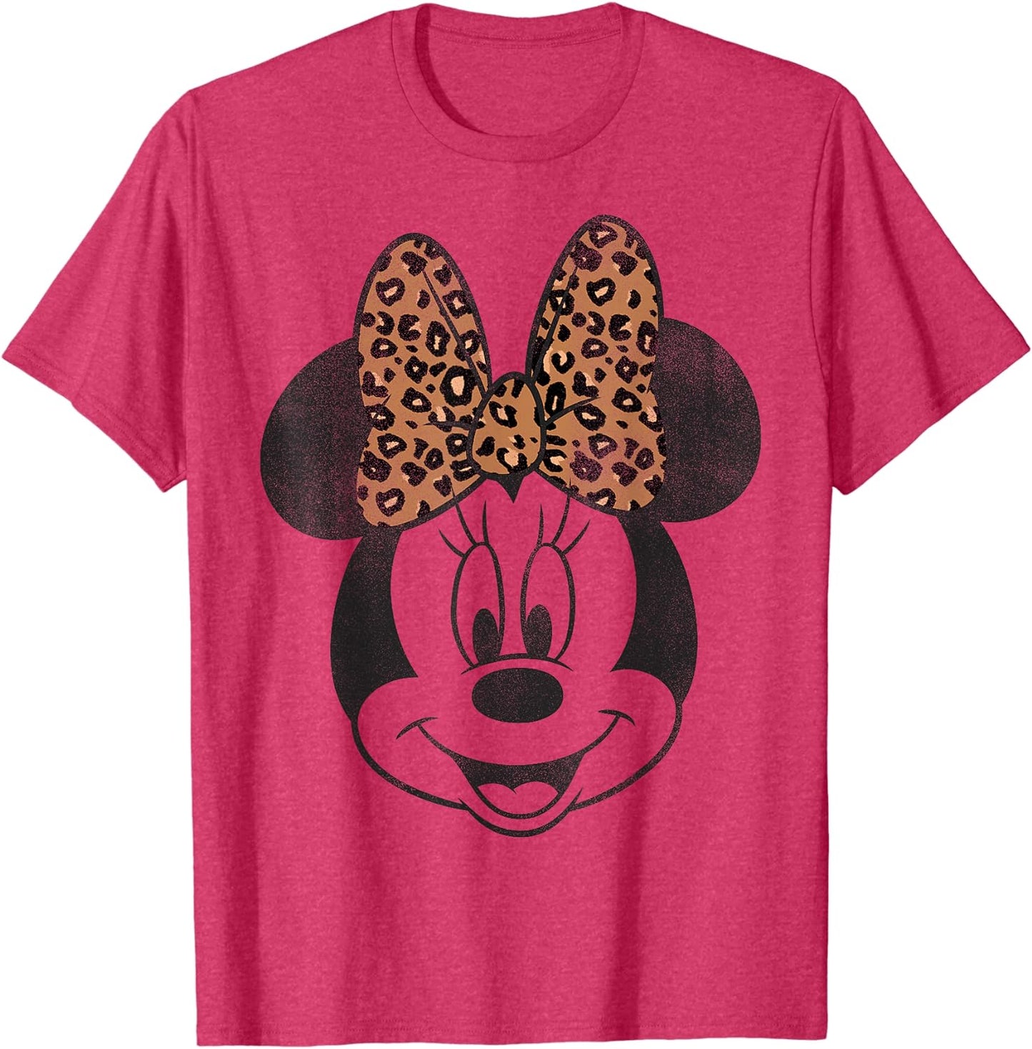 Disney Minnie Mouse Distressed Vintage Leopard Bow Portrait T-Shirt