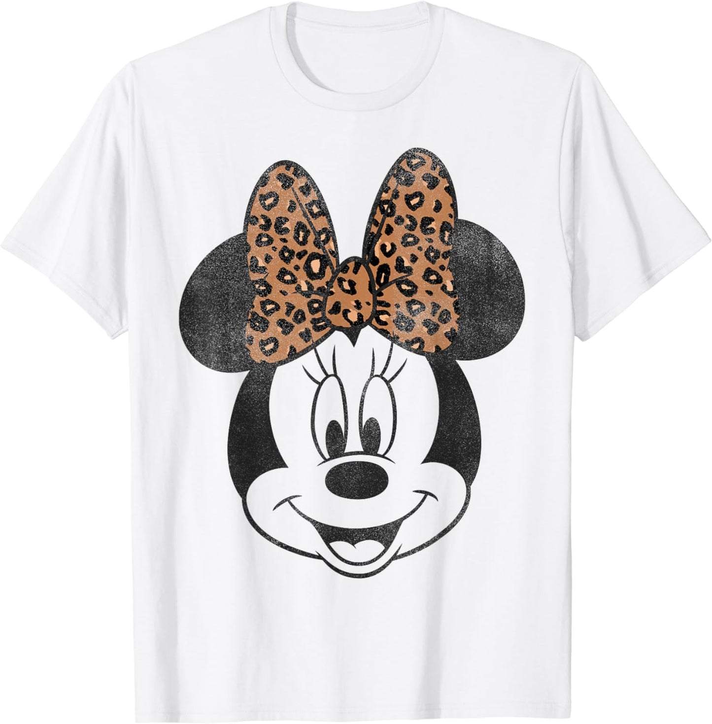 Disney Minnie Mouse Distressed Vintage Leopard Bow Portrait T-Shirt