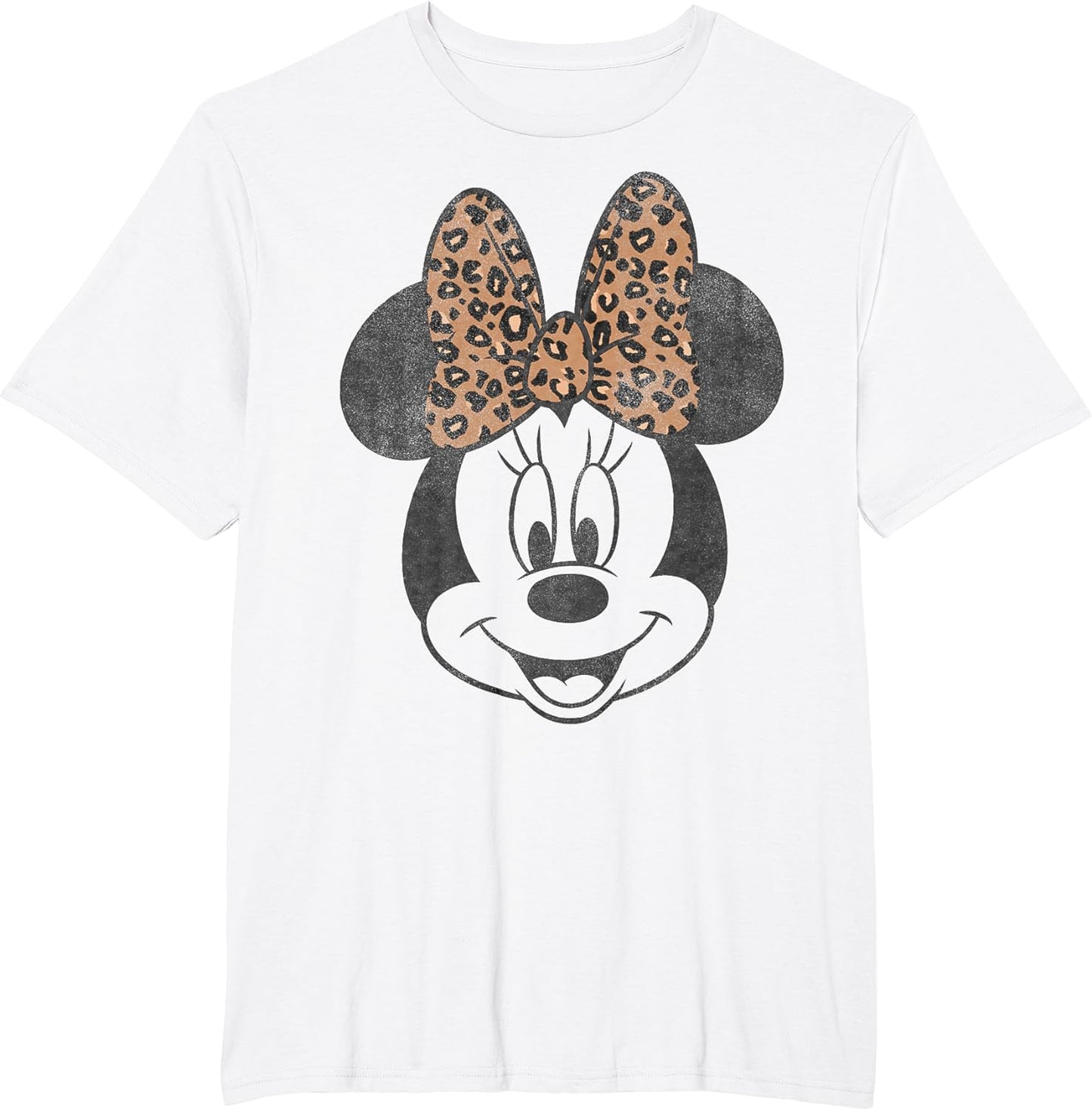 Disney Minnie Mouse Distressed Vintage Leopard Bow Portrait T-Shirt