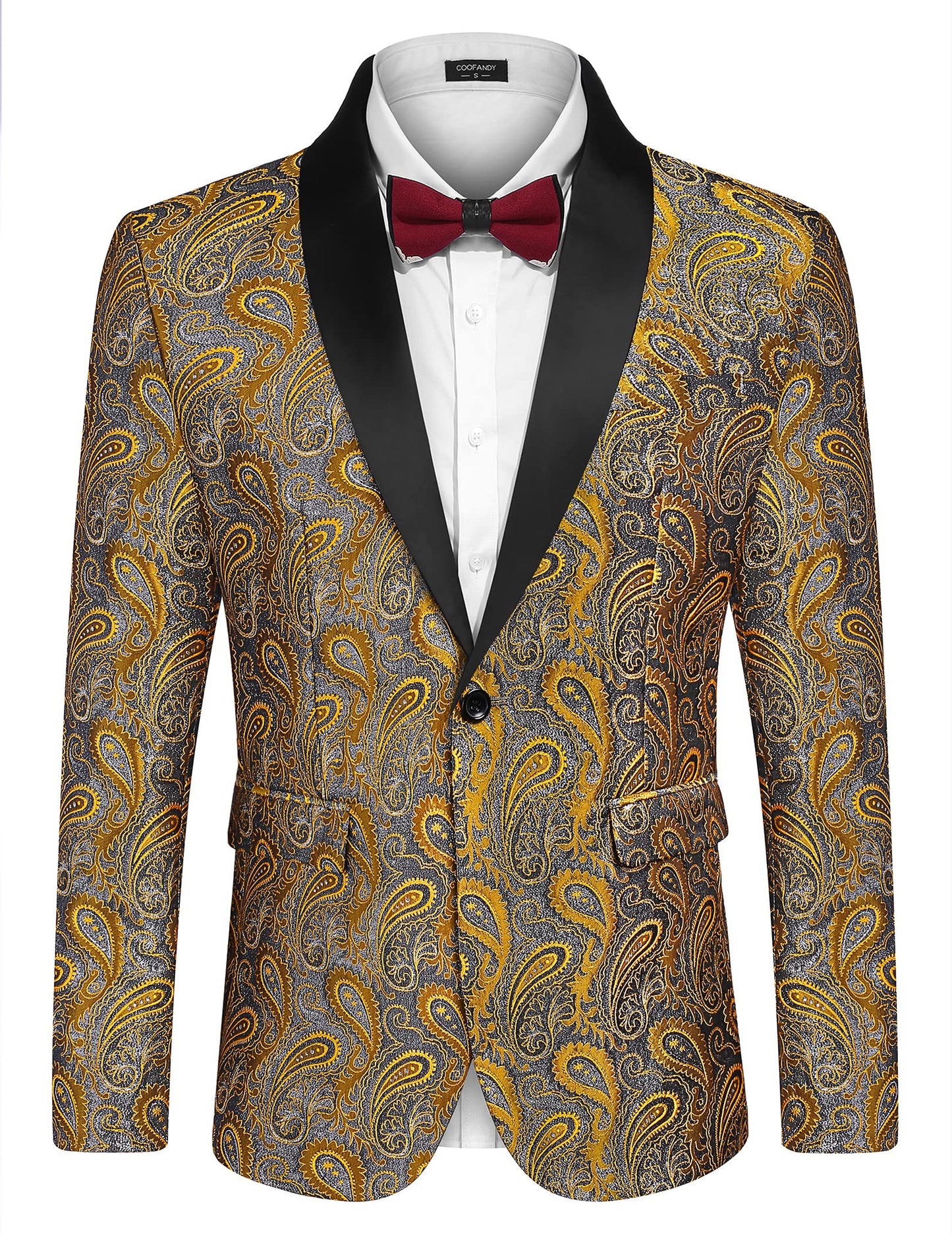 COOFANDY Mens Floral Tuxedo Jacket Paisley Shawl Lapel Suit Blazer Jacket for Dinner,Prom,Wedding