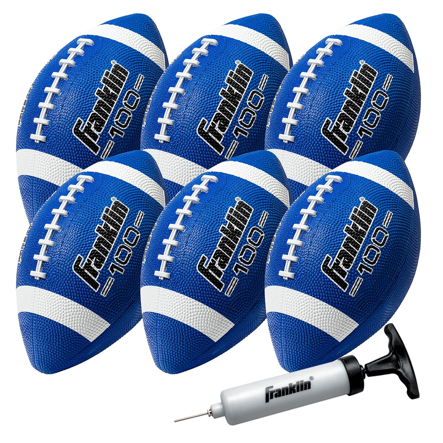 Franklin Sports Kids Junior Football - Grip-Rite 100 Youth Junior Size Rubber Footballs - Peewee Kids Durable Outdoor Rubber Footballs - Single Footballs + 6 Football Bulk Packs Available