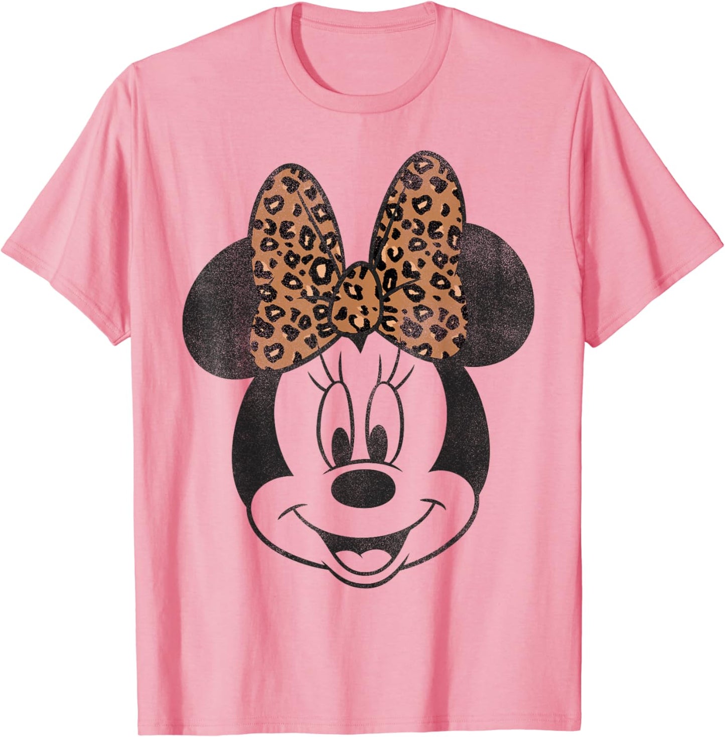 Disney Minnie Mouse Distressed Vintage Leopard Bow Portrait T-Shirt