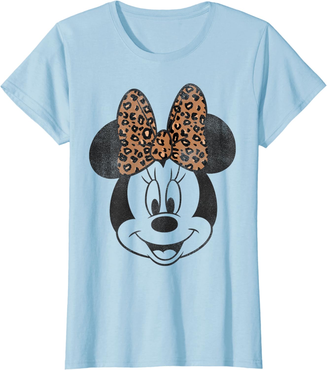 Disney Minnie Mouse Distressed Vintage Leopard Bow Portrait T-Shirt