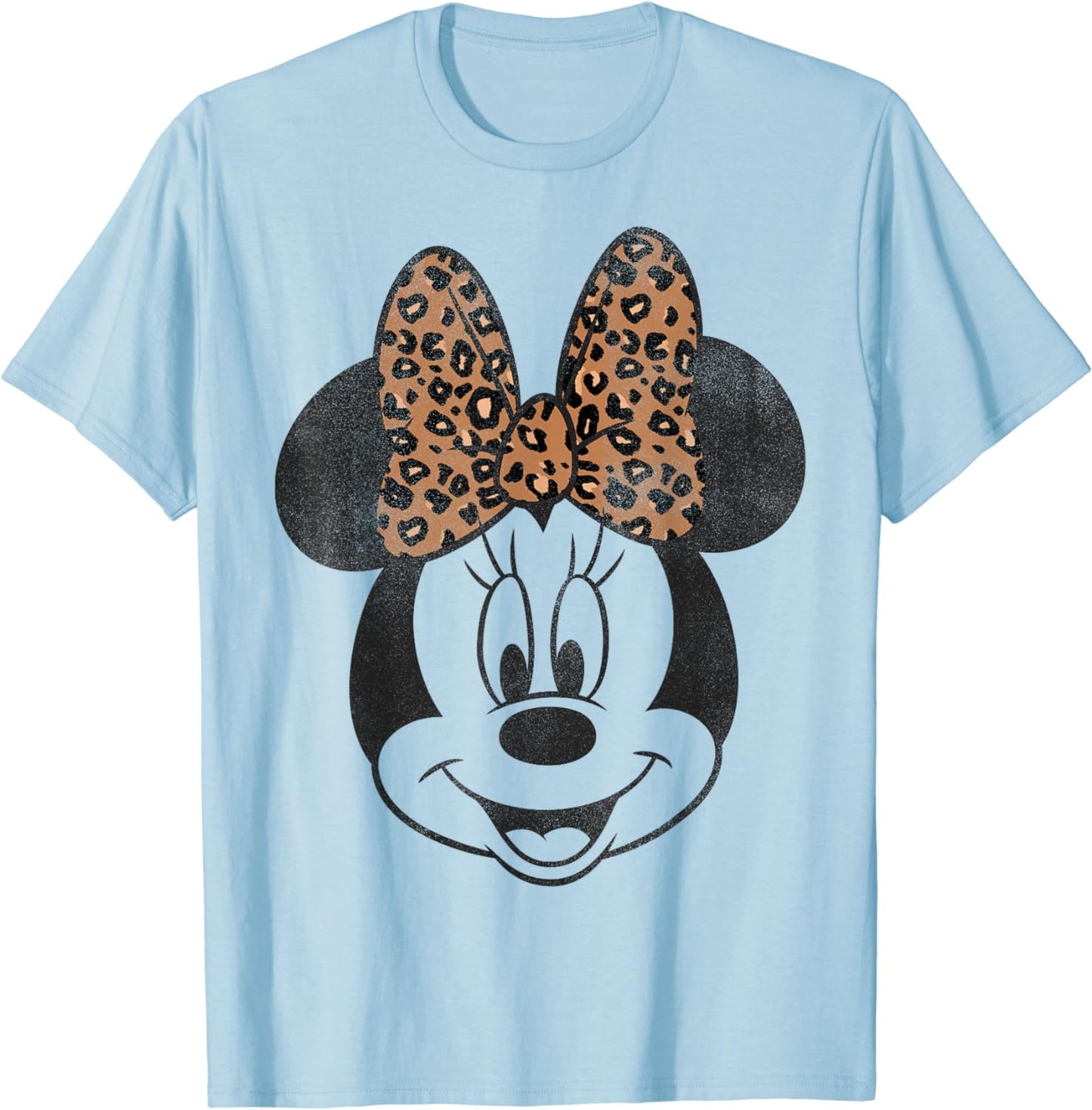 Disney Minnie Mouse Distressed Vintage Leopard Bow Portrait T-Shirt