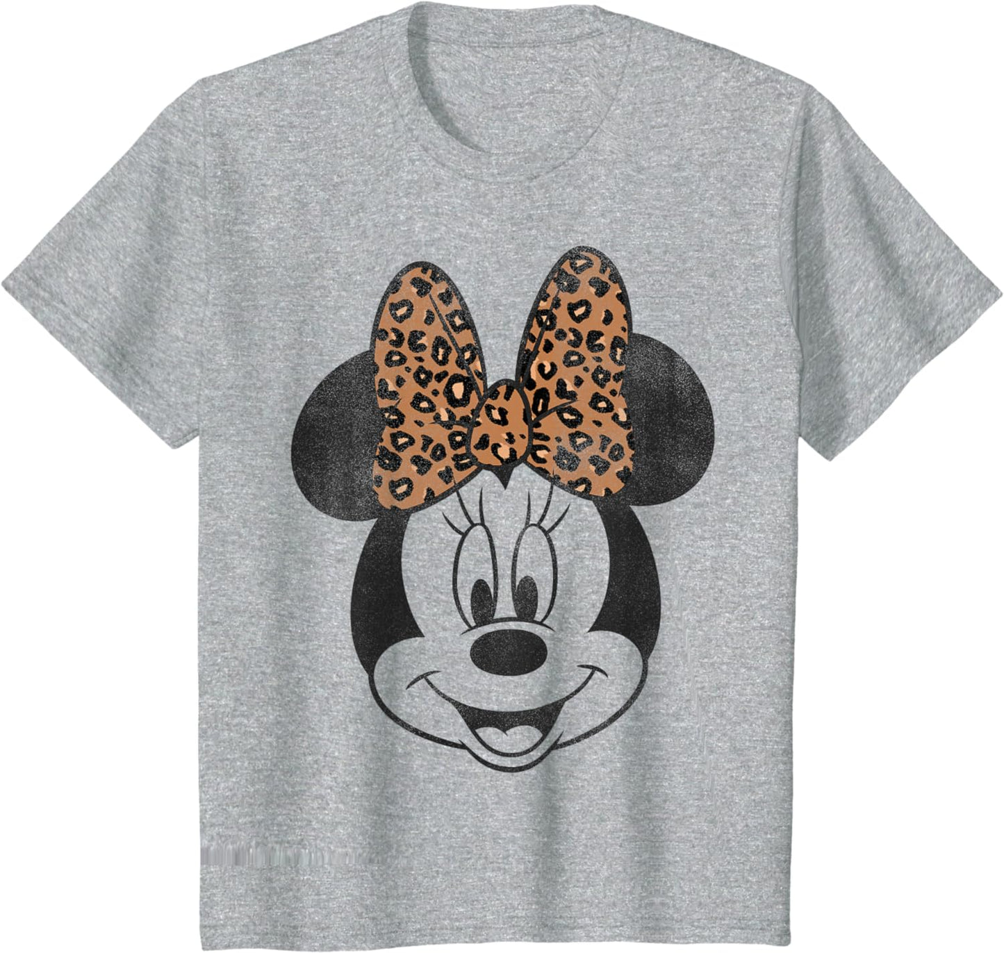 Disney Minnie Mouse Distressed Vintage Leopard Bow Portrait T-Shirt