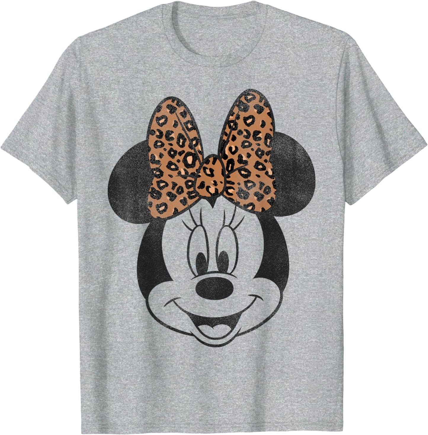 Disney Minnie Mouse Distressed Vintage Leopard Bow Portrait T-Shirt