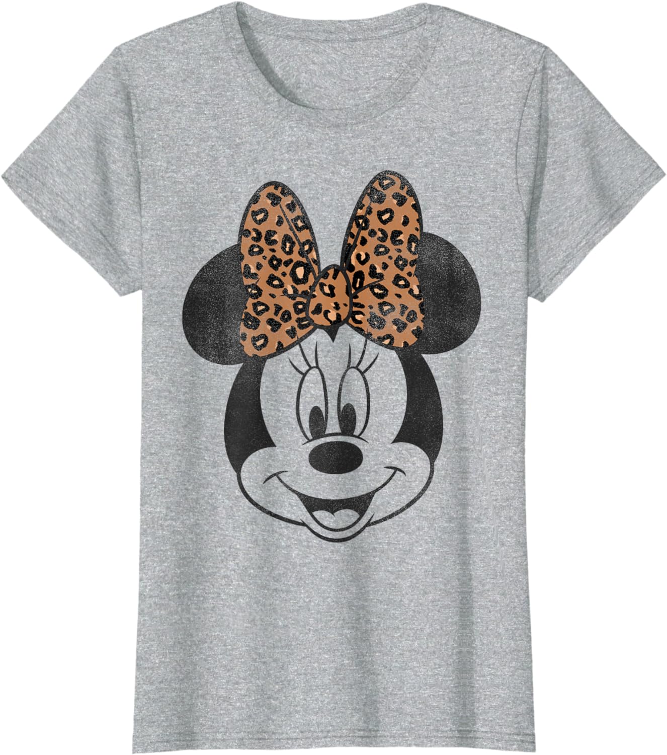 Disney Minnie Mouse Distressed Vintage Leopard Bow Portrait T-Shirt