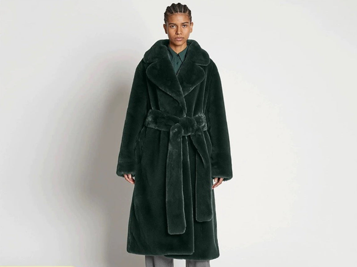 Long Rabbit Mink Fur Coat