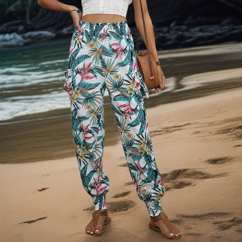 Women's Tropical Printed Ankle-tied Trousers