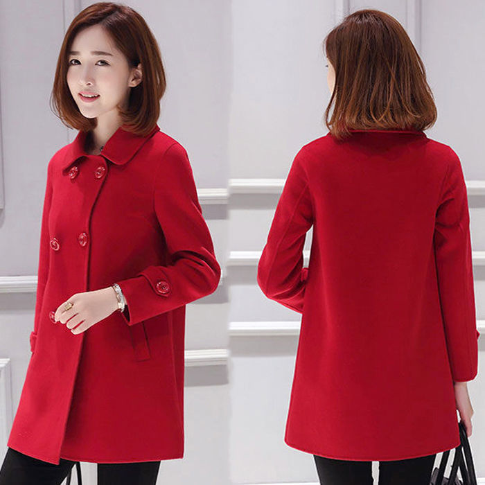 Wool Mid-length Korean Style Slim Fit Slimming And Fashionable Woolen Women's Overcoat