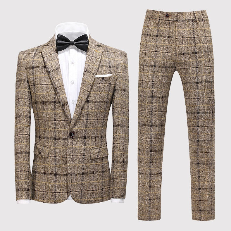 Men's Suit Three-piece Suit Korean Style Slim-fitting English Style Casual