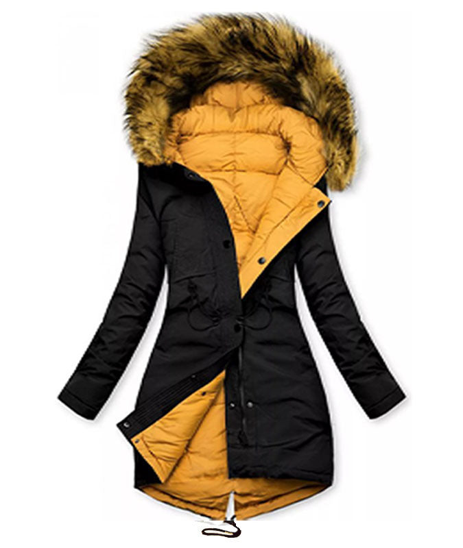 Women's Hooded Fur Collar Cotton-padded Coat Warm Winter Thick Coat