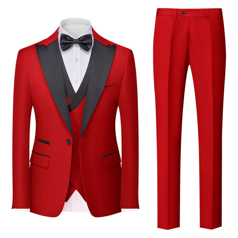 Men's New Suit Three-piece Korean-style Slim-fit Dress Suit