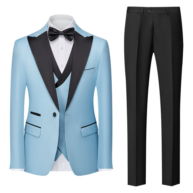 Men's New Suit Three-piece Korean-style Slim-fit Dress Suit