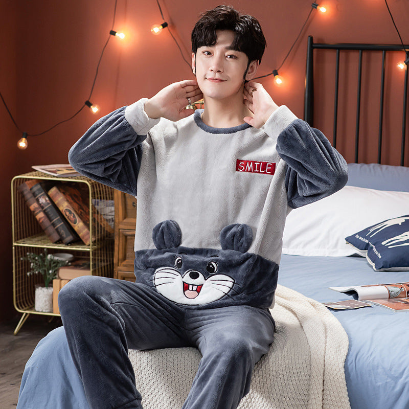 Velvet Couple Pajamas Korean Style Thickened Warmth