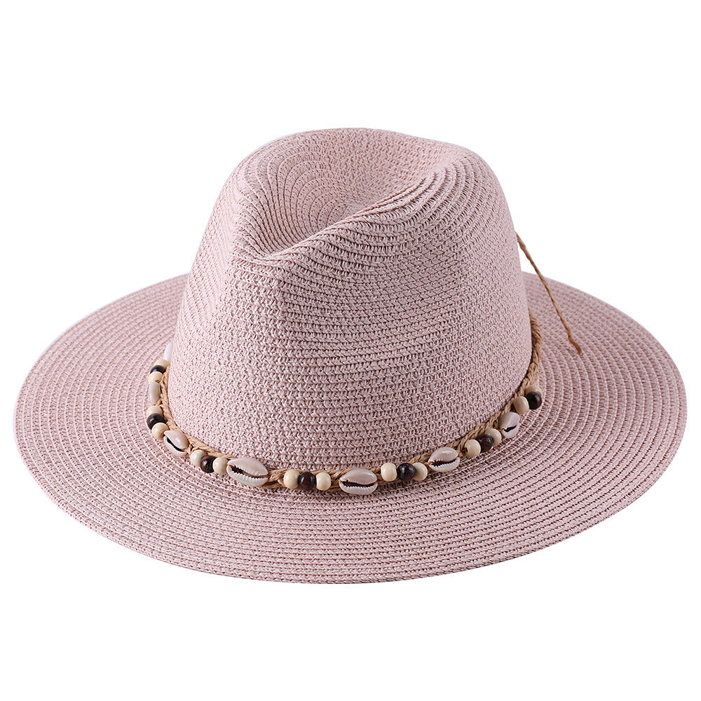 Hat Female Summer Sun Hat Seaside Shell Wooden Bead