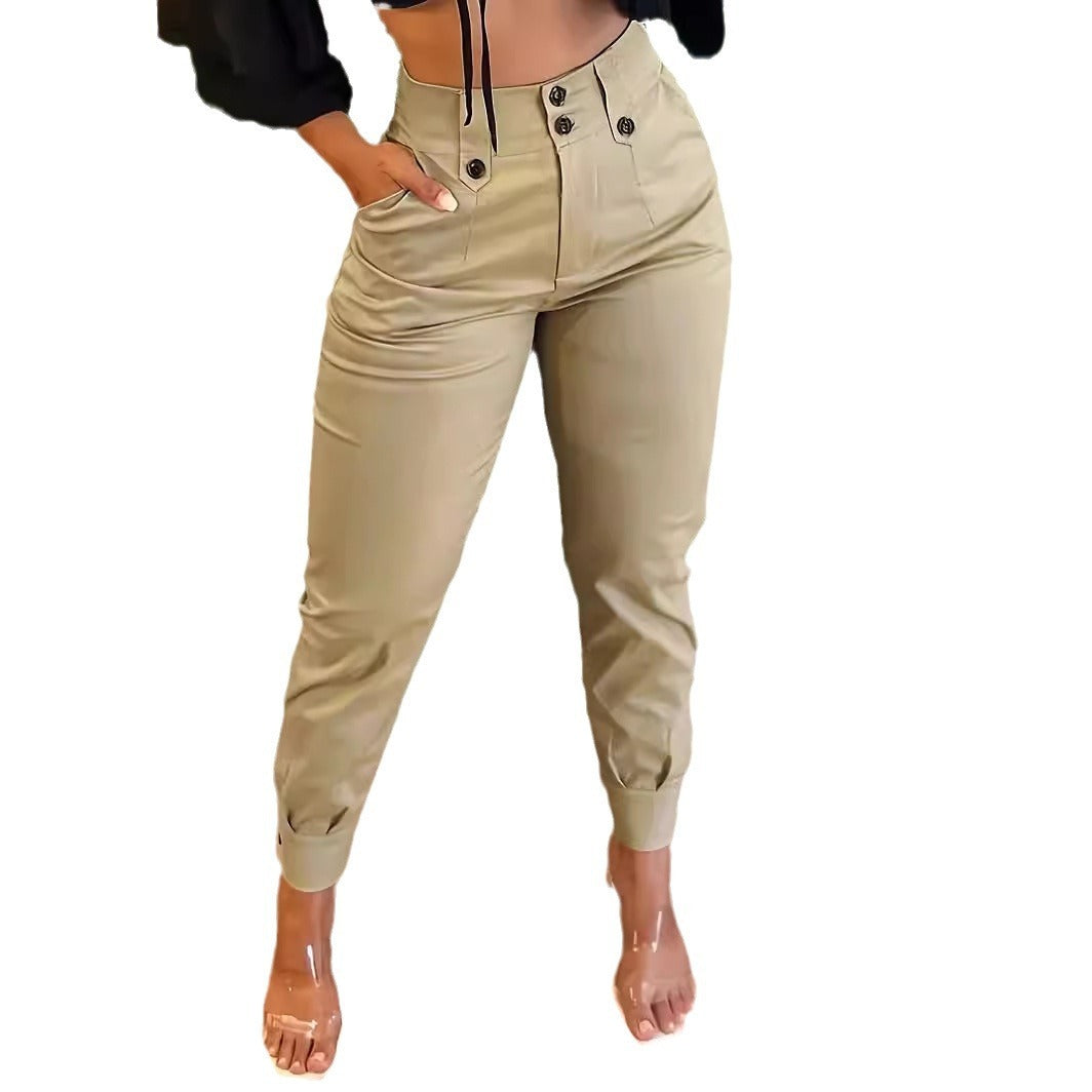 Women's Fashion Casual Everyday Joker Solid Color Trousers