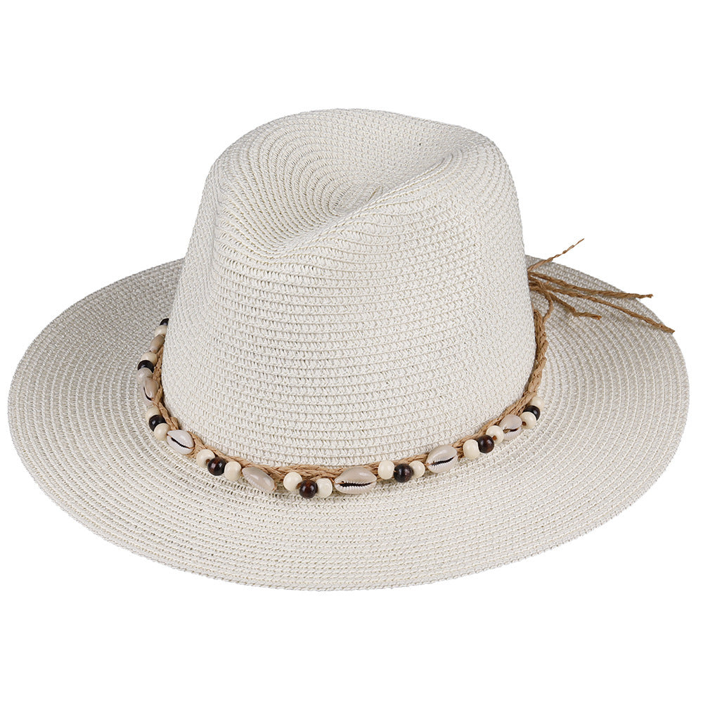 Hat Female Summer Sun Hat Seaside Shell Wooden Bead