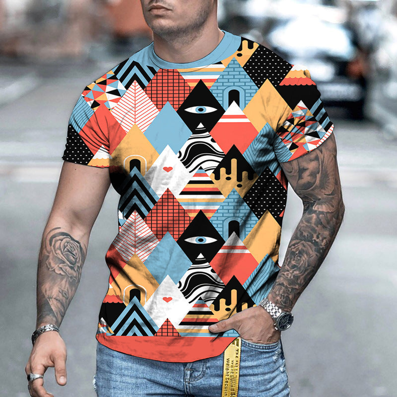 Camouflage Retro Patchwork 3d Digital Print T-shirt