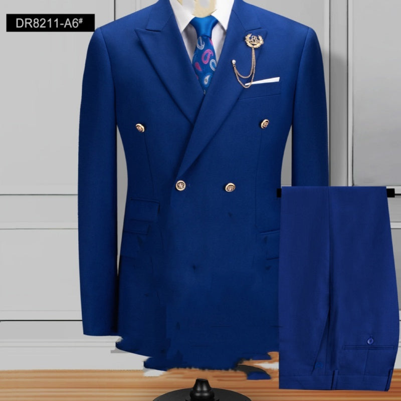 Plus Size Double Breasted Suit Men's Two-piece Suit