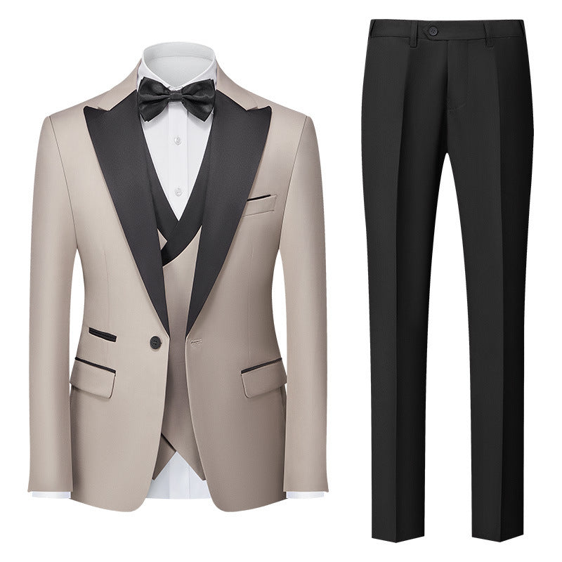 Men's New Suit Three-piece Korean-style Slim-fit Dress Suit