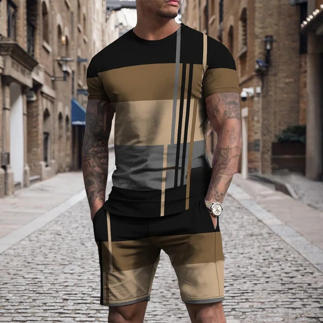 Short Sleeve Round Neck Pu Shuai Casual Multicolor Sportswear Men Suit