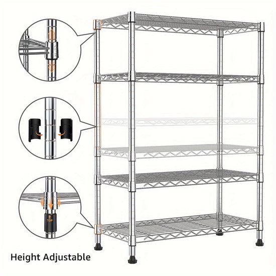 MZG Storage Shelving 4Tier Utility Shelving Unit Steel Organizer Wire Rack for Home Kitchen Office Chrome 137 inch x 236 inch x 534 inch