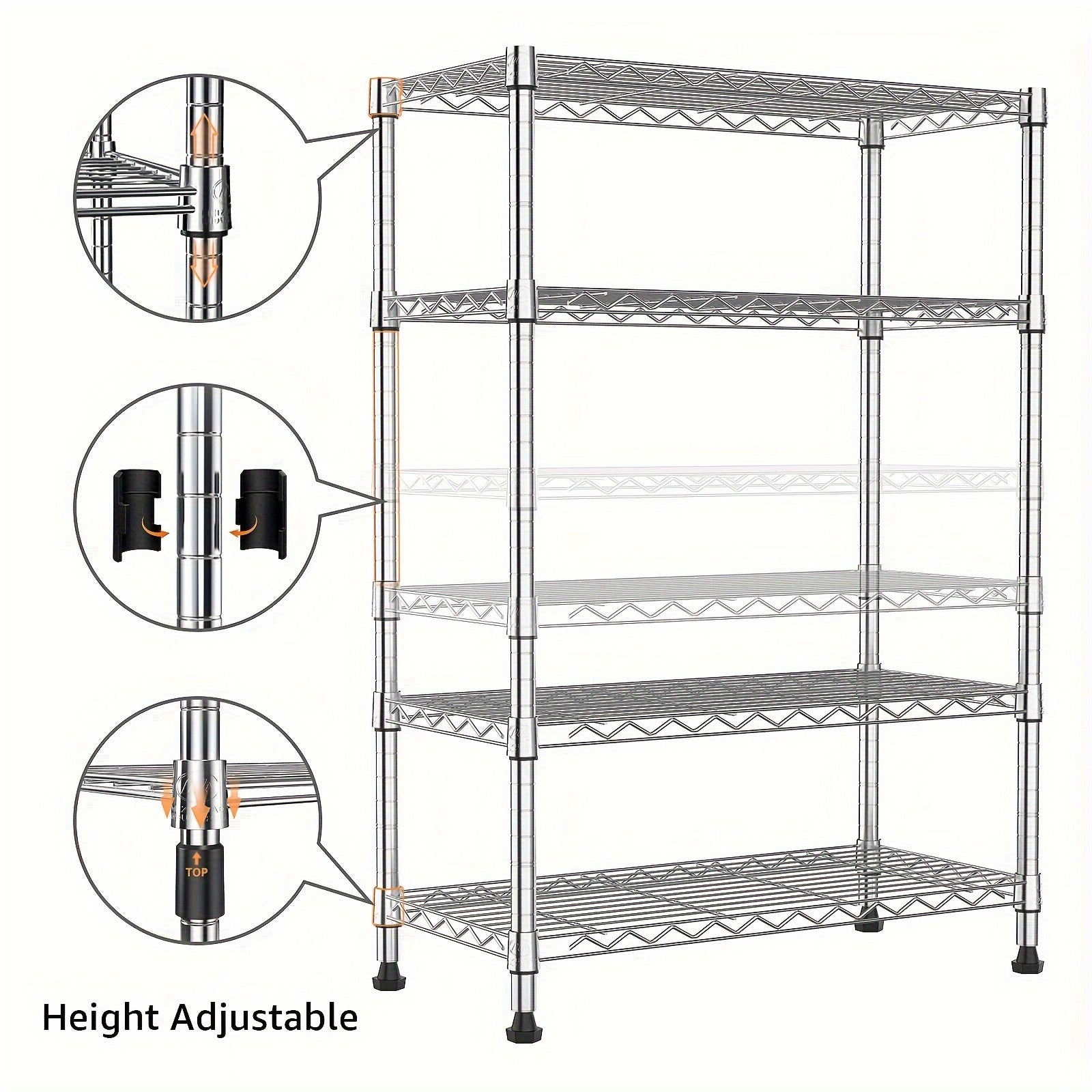 MZG Storage Shelving 4Tier Utility Shelving Unit Steel Organizer Wire Rack for Home Kitchen Office Chrome 137 inch x 236 inch x 534 inch