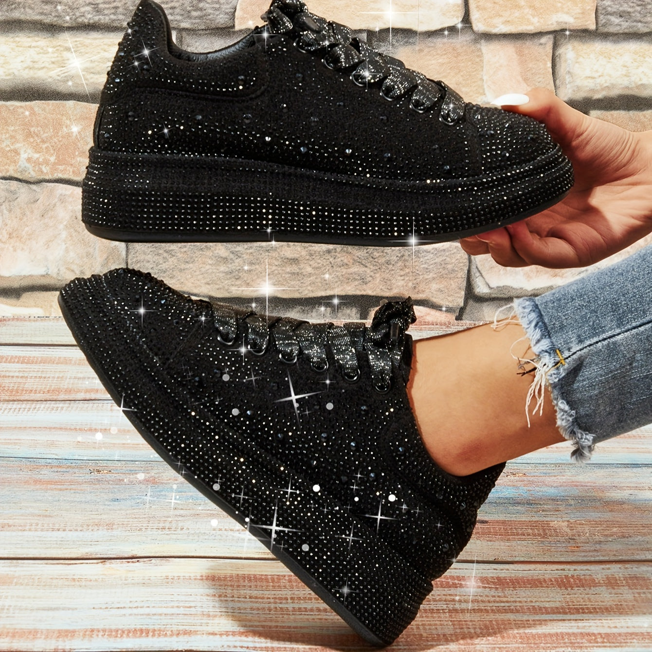 Dazzling Rhinestone Sparkly Sneakers for Women  Shimmering BlingBling Style  Perfect for Parties Proms  Casual Wear  Sporty Comfortable Design