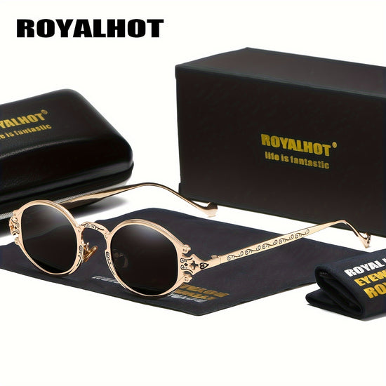 RoyalHot Delicate Royal Style Retro Steampunk Round Polarized Glasses For Men Women Casual Business Outdoor Sports Party Vacation Travel Driving Fishing Supply Photo Prop Ideal Choice For Gift