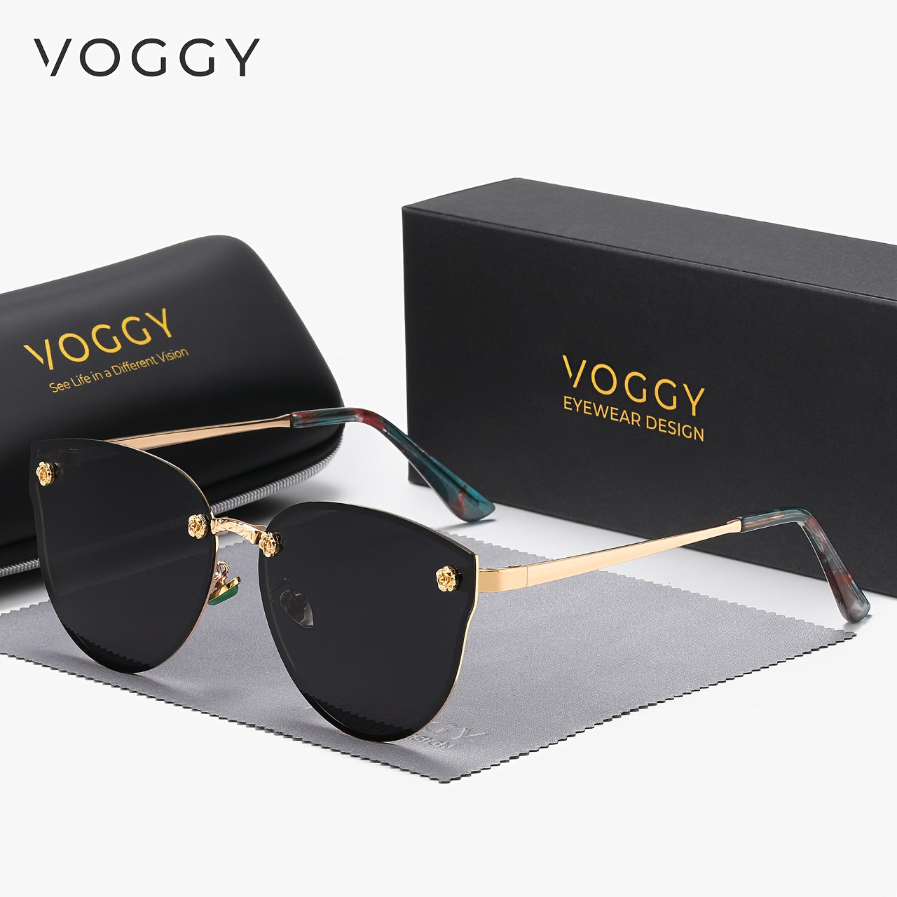 Wide 139mm VOGGY Polarized Butterfly Sunglasses  Stylish Zinc Alloy Frame with TAC Lenses UV Protection and AntiGlare Polarizer for Driving Beach Hiking and Parties  Includes Glasses Case Perfect for Men and Womens Romantic Fashion Eyewear