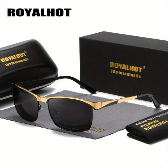 RoyalHot Unisex Metal Frame Polarized Glasses Outdoor Travel Trendy Large Frame Glasses